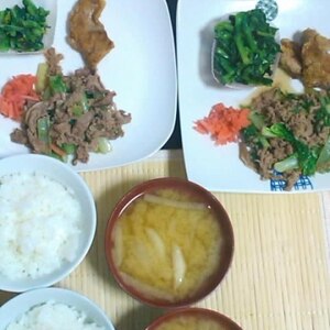 しろ菜と牛肉の炒めもの